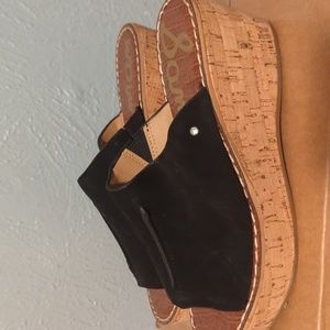 Sam Edelman Black Suede Wedge Sandals